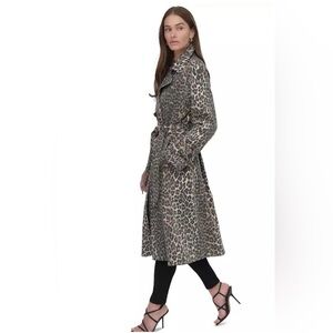 NWT DKNY Leopard Print Women's Trench Coat